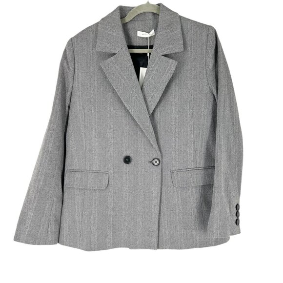 NWT Anine Bing Becky Double Breasted Herringbone Blazer Jacket - Picture 3 of 9